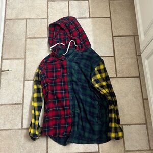 Men’s color block hooded flannel